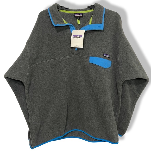Patagonia Synchilla Snap T Fleece Lightweight Pullover Sweater Gray Blue Green - Picture 2 of 9